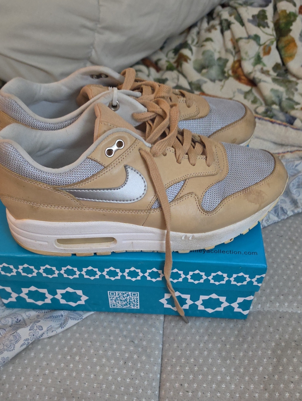 Nike Beige and Silver Air Max Sneakers